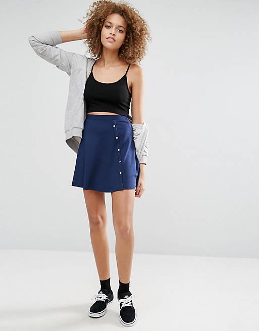 ASOS Mini Skater Skirt with Asymmetric Poppers | ASOS