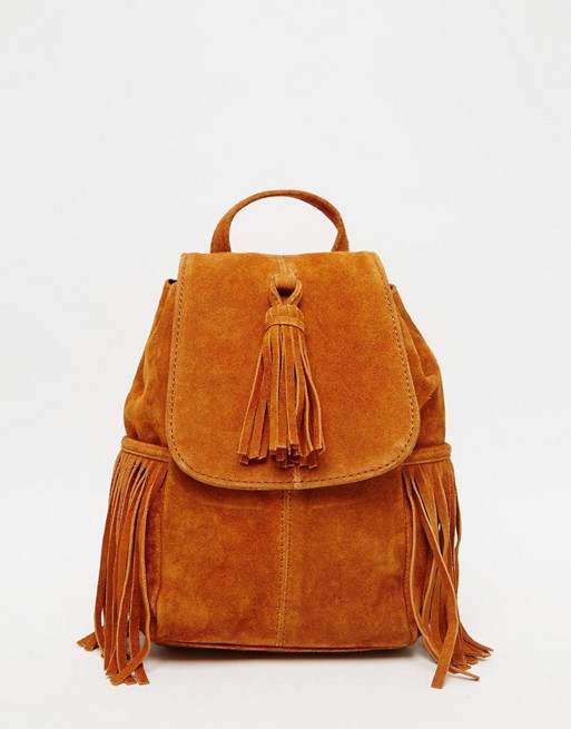 ASOS | ASOS Mini Suede Festival Backpack With Tassels