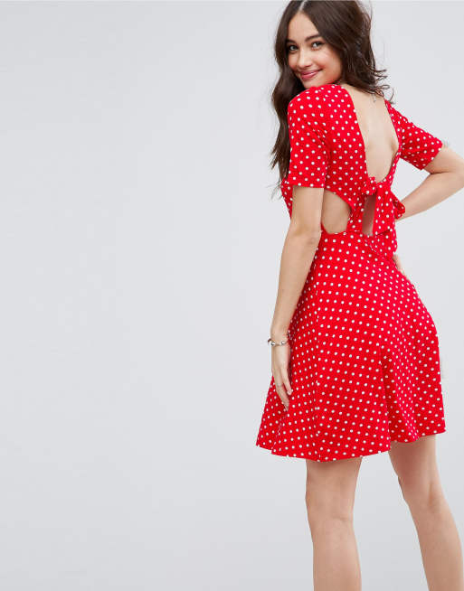 Asos red outlet polka dot dress