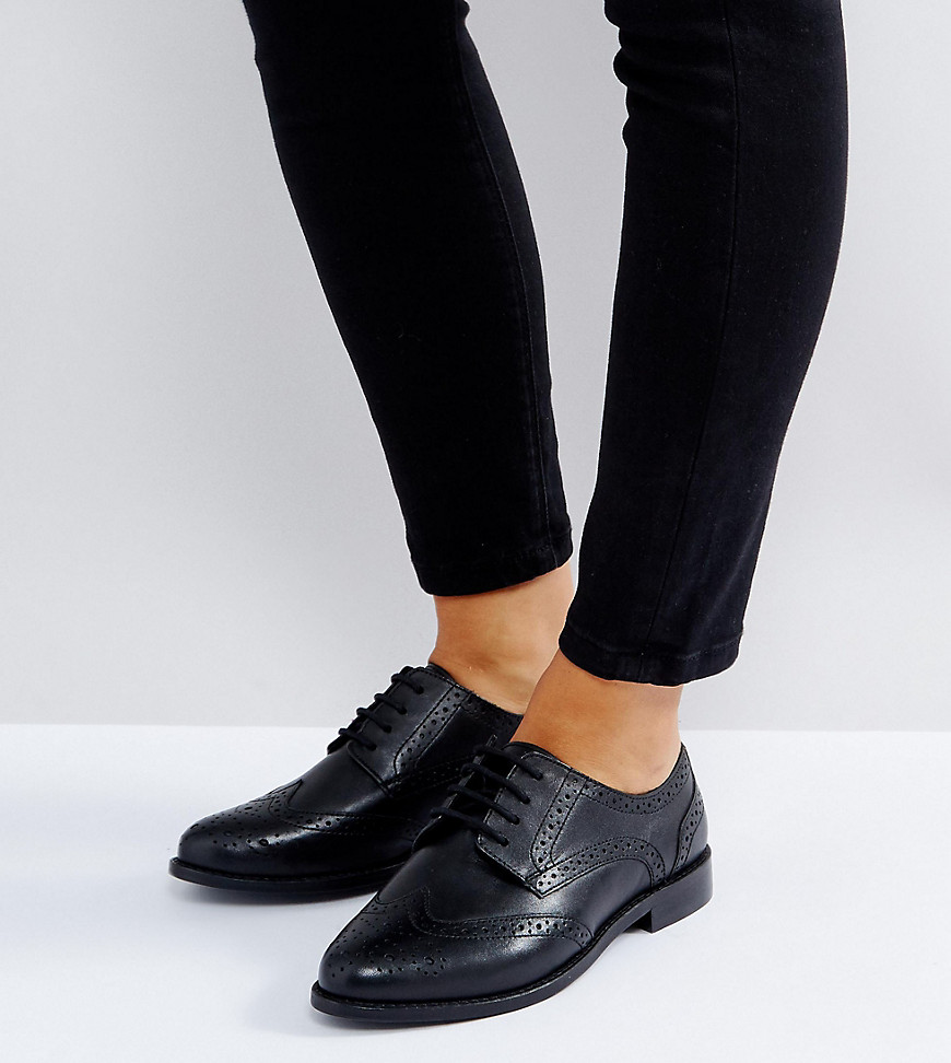 ASOS MOJITO Wide Fit Leather Brogues-Black