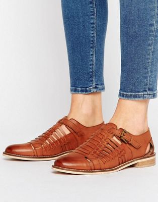 woven leather flat shoes