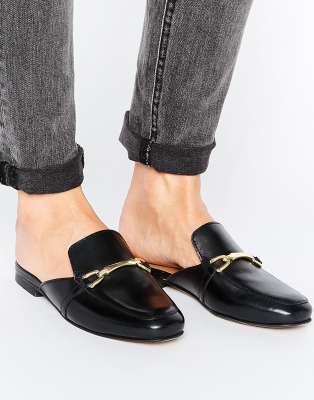 mens leather mule loafers