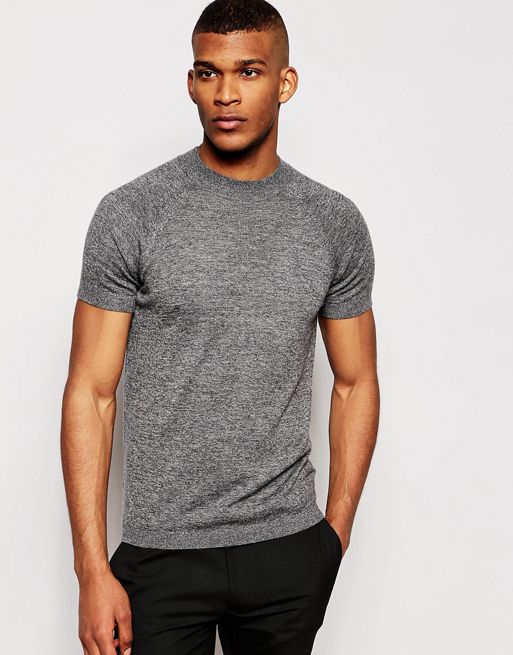 ASOS | ASOS Muscle Fit Knitted T-shirt in Merino Wool Mix