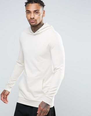 muscle fit white hoodie
