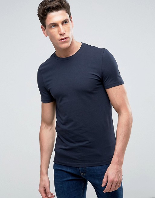 ASOS | ASOS Muscle Fit T-Shirt With Crew Neck And Stretch In Navy