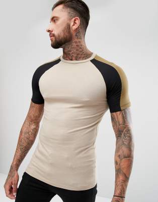 ASOS Muscle Fit T-Shirt With Double Contrast Raglan