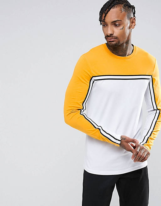 ASOS muscle Long Sleeve T-Shirt With Stretch and Contrast Yoke | ASOS