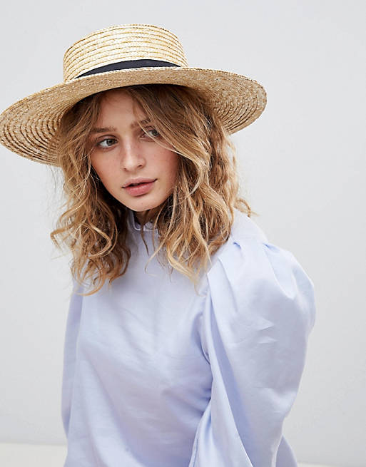 ASOS Natural Straw Easy Boater Hat with Size Adjuster