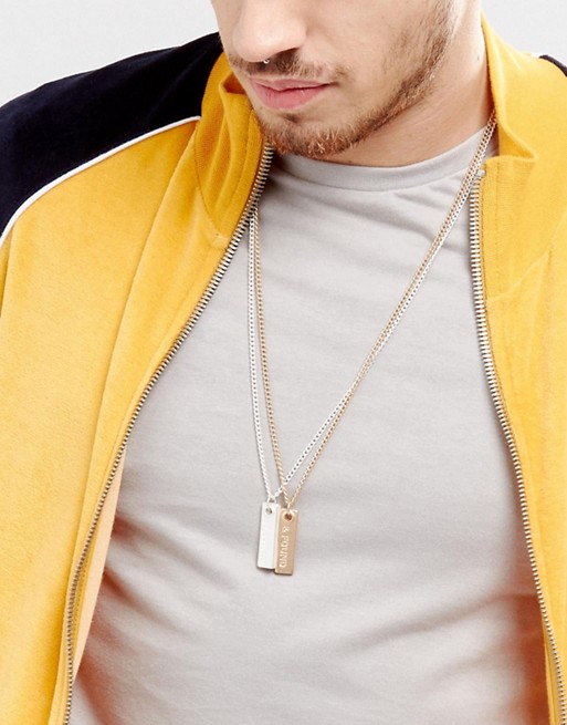 ASOS Neckchain With Hammered Dog Tag Pendants