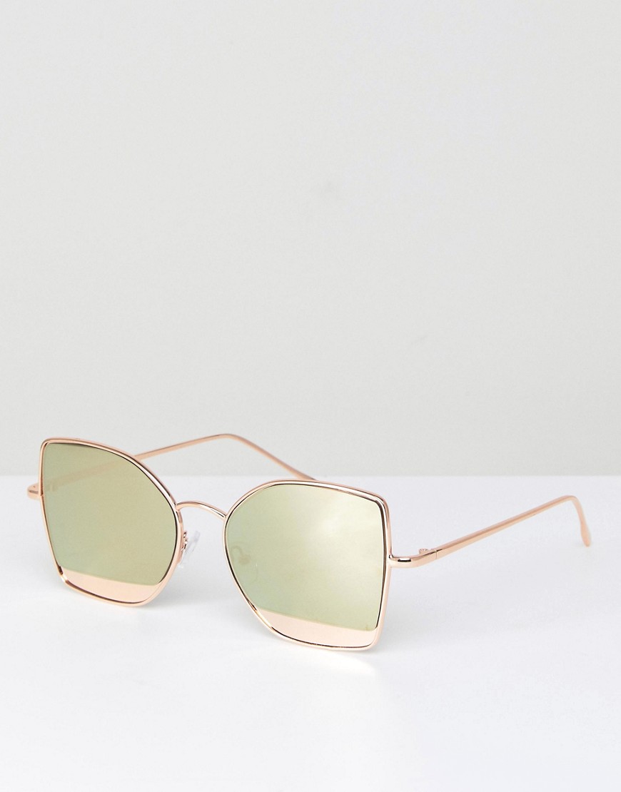 Asos Design - Asos - occhiali da sole a occhi di gatto con inserti a specchio-oro