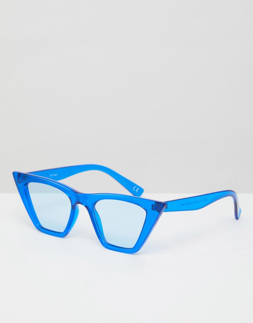 ASOS - Occhiali da sole alla moda a occhi di gatto con montatura quadrata-Blu