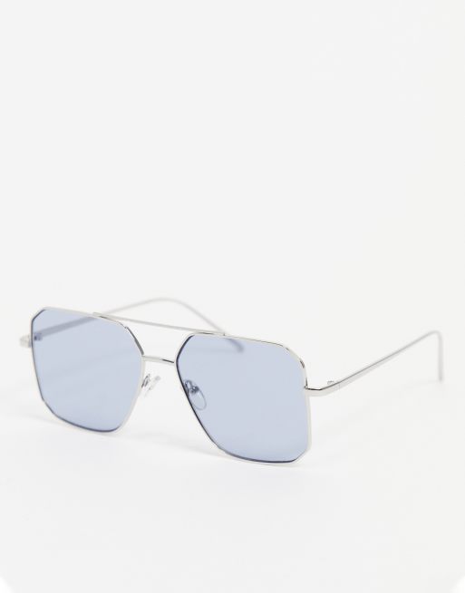 ASOS - Occhiali da sole modello aviatore squadrati in metallo neri