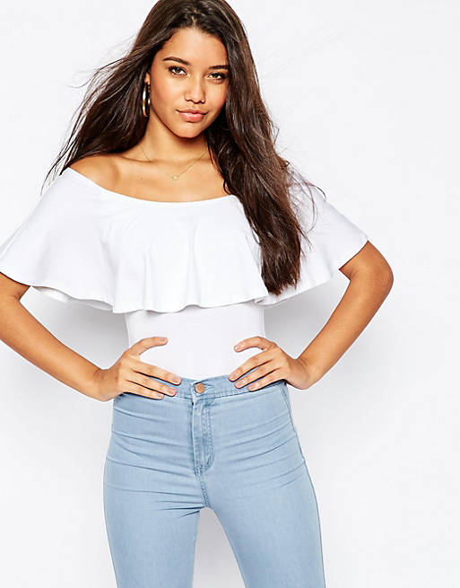ASOS Off Shoulder Body With Ruffle Detail And Thong | ASOS