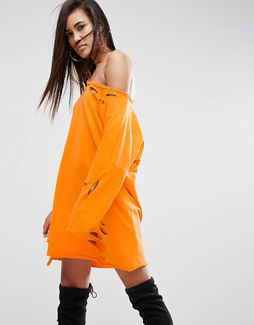 ASOS Off Shoulder Sweat Dress with Nibbles