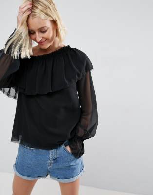 ruffle shoulder blouse