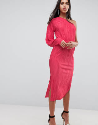 asos pink one shoulder dress