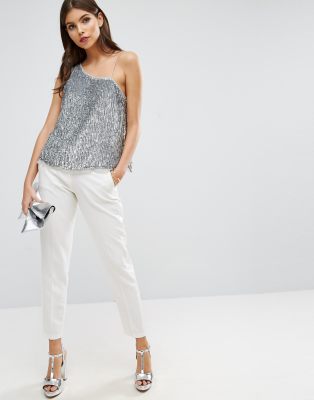 asos silver sequin top