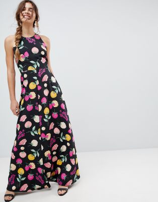 fruit print maxi dress