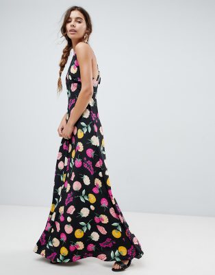 fruit print maxi dress