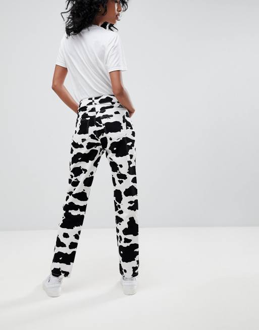 ASOS ORIGINAL MOM Jeans In Mono Cow Print   ASOS