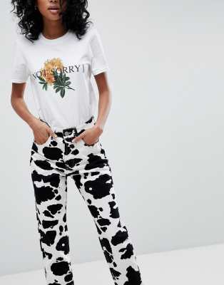 asos cow print jeans