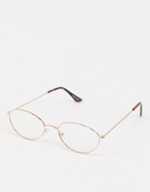 ASOS DESIGN oval metal clear fashion lens geeky glasses