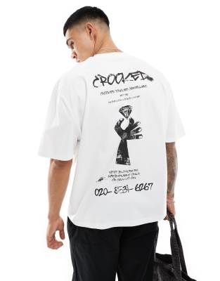 ASOS – Oversize-T-Shirt in Weiß mit „Crooked Tongues“-Rückenprint | ASOS