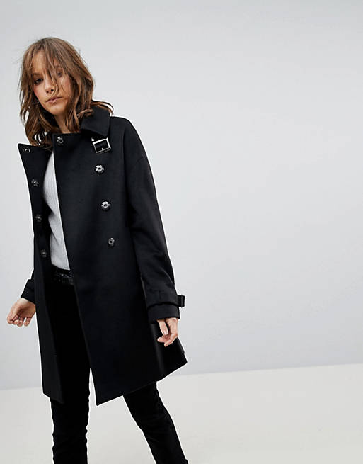 ASOS Oversized Coat with Buckle Funnel Neck