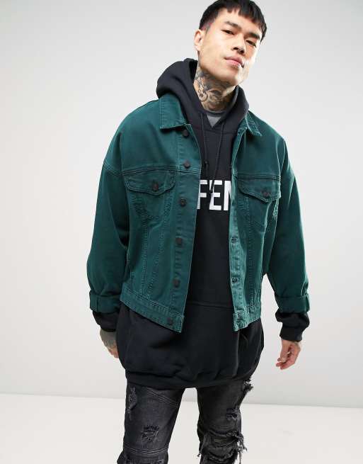 ASOS DESIGN oversized denim western jacket in green