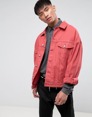 asos red denim jacket