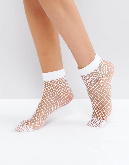 ASOS Oversized Fishnet Ankle Socks In White