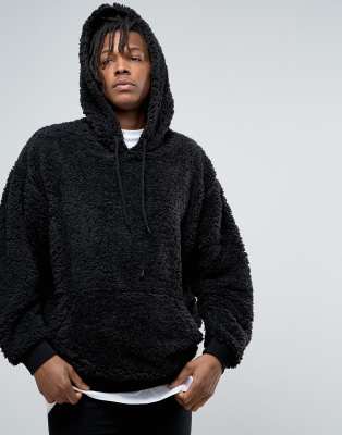 asos oversized hoodie in borg