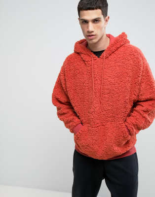 asos oversized hoodie in borg