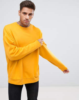 ASOS Oversized Hoodie in Yellow Brushback