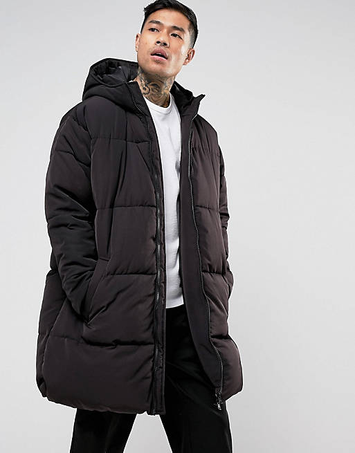 ASOS Oversized Puffer Jacket with Hood In Black