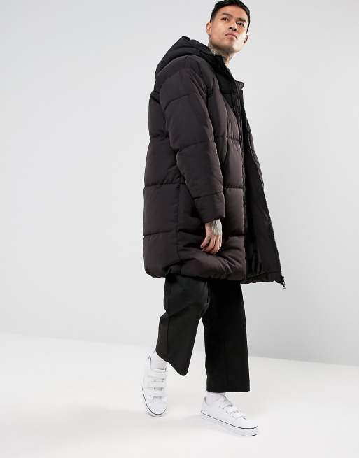 ASOS Oversized Puffer Jacket with Hood In Black