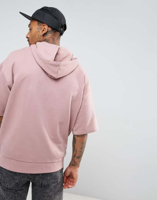 ASOS Short Sleeve Hoodie in Purple for Men