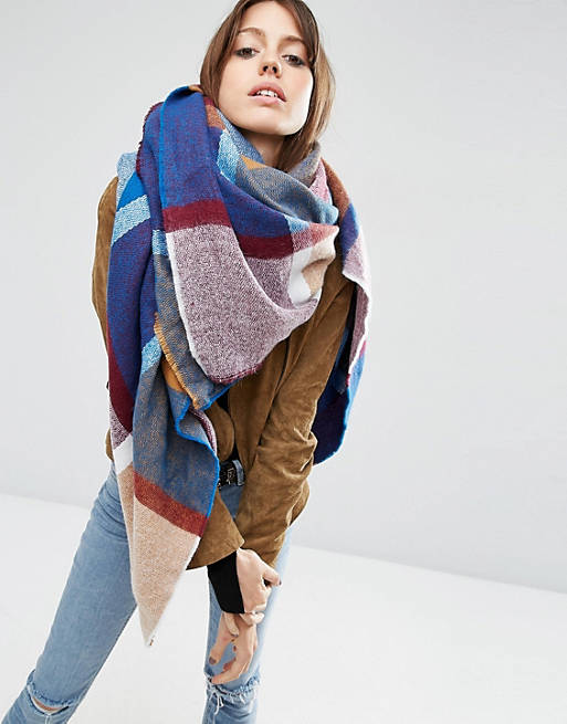 ASOS Oversized Square Scarf In 70s Woven Check
