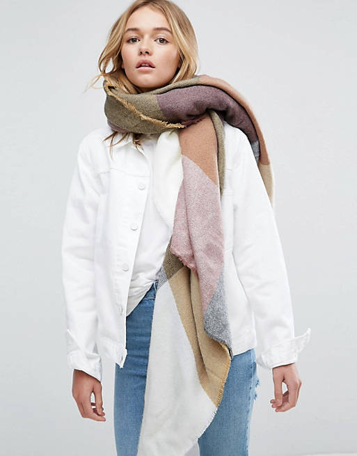 ASOS Oversized Square Scarf in Blown Up Check