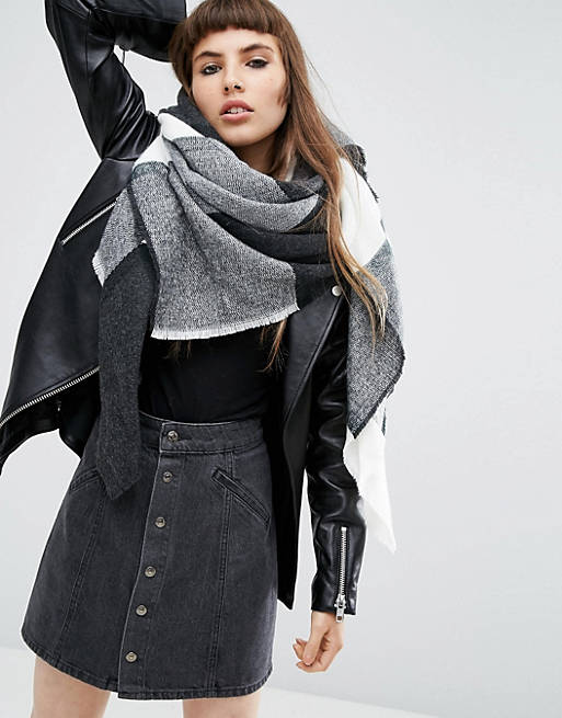 ASOS Oversized Square Scarf in Mono Blown Up Check