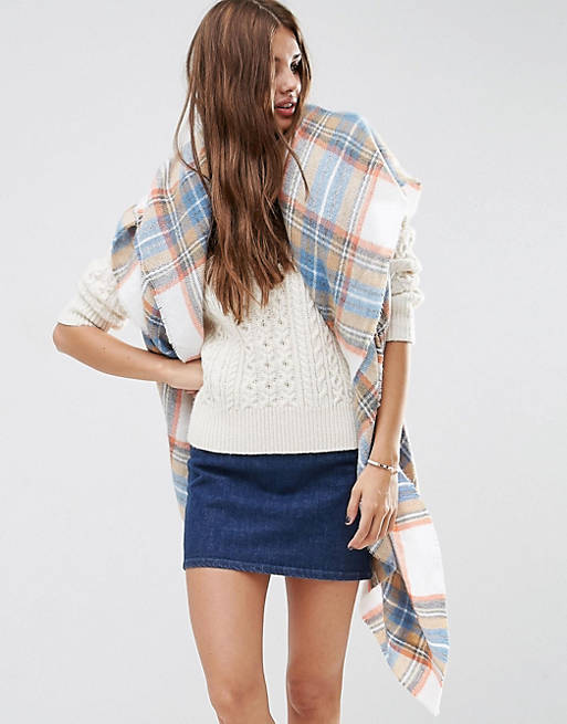 ASOS Oversized Square Scarf In Natural Check