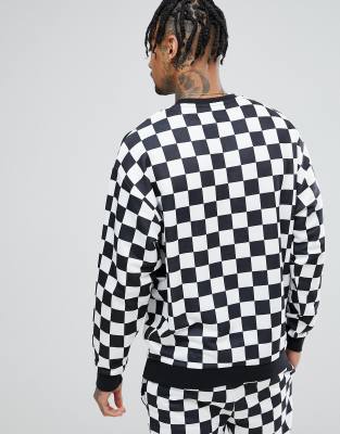 ASOS Oversized Sweatshirt In Checkerboard