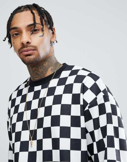 ASOS Oversized Sweatshirt In Checkerboard