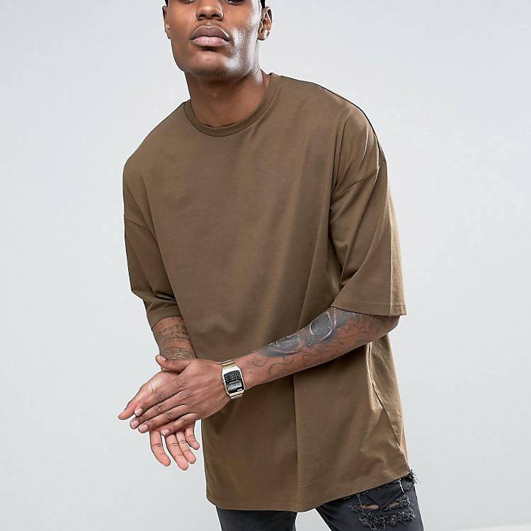 Resume number Arise ASOS Oversized T-Shirt In Brown With Half Sleeve | ASOS