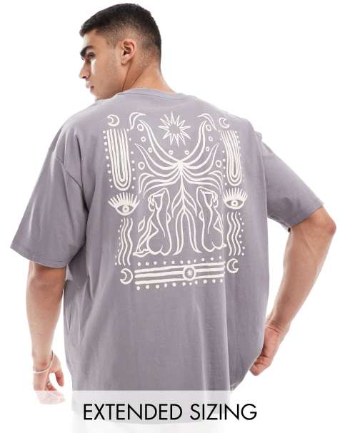 ASOS oversized t-shirt in grey with back print - view 1