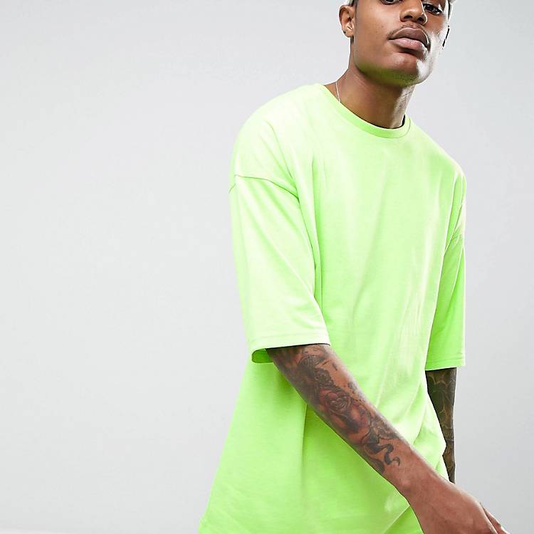 Facet further Comorama ASOS Oversized T-Shirt With Half Sleeve In Neon Green | ASOS