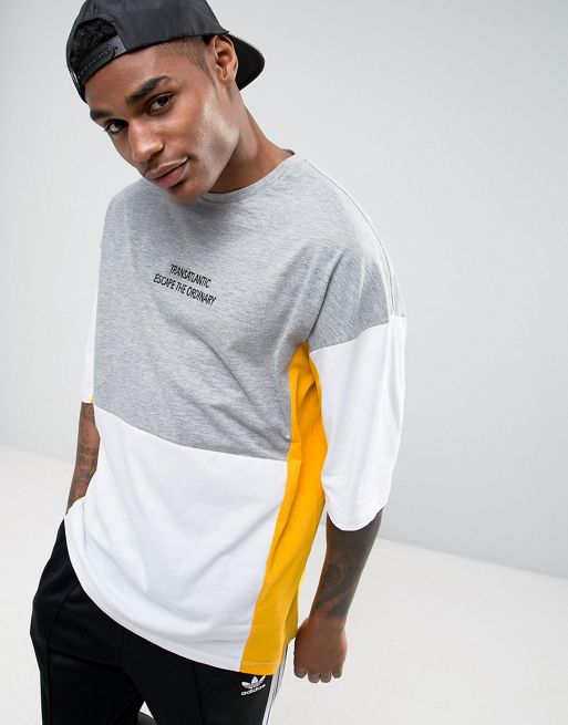 ASOS Oversized T-Shirt With Text Embroidery And Color Block Panels | ASOS