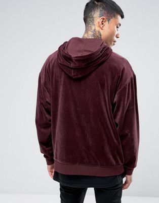 burgundy velour hoodie