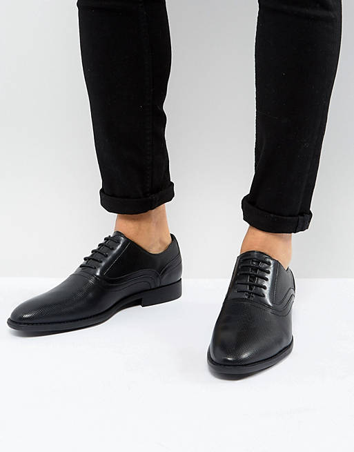 ASOS Oxford Shoes In Black Faux Leather With Emboss Detail