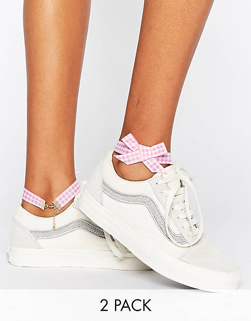 ASOS Pack of 2 Gingham Bow Anklets